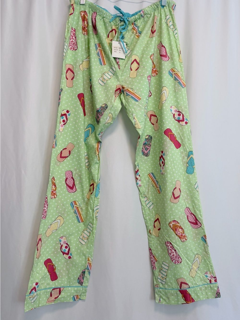 P.J. Salvage NWT Green Flip Flops Pajama Lounge Pants Bottom XL Beach Tropical